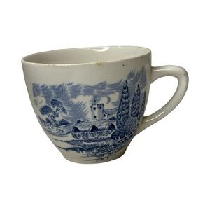 Vintage 1960s Enoch Wedgwood “Countryside” Teacup -Blue and White - chipped